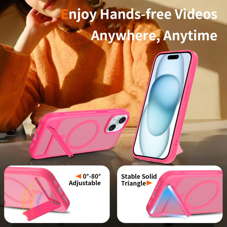 For iPhone 13 Frosted Holder PC Hybrid TPU MagSafe Phone Case