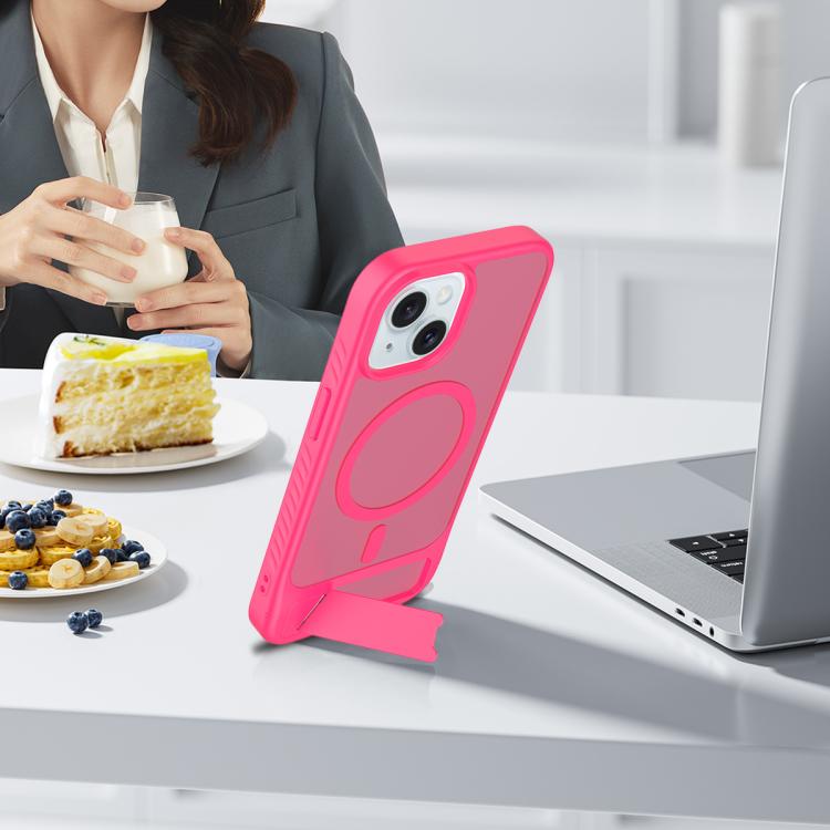 For iPhone 13 Frosted Holder PC Hybrid TPU MagSafe Phone Case