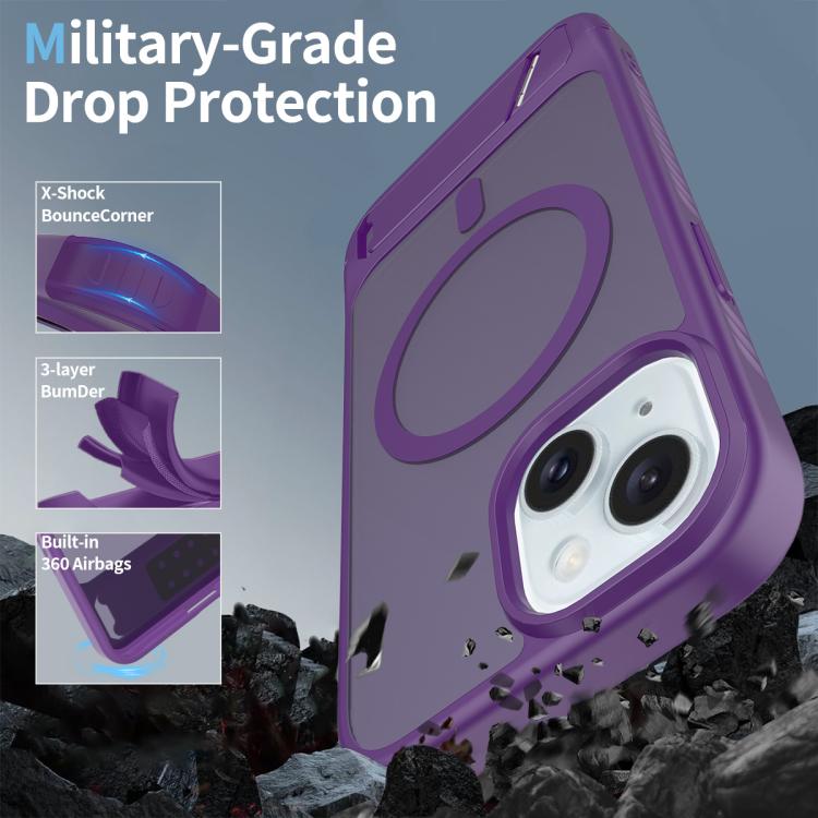 For iPhone 13 Frosted Holder PC Hybrid TPU MagSafe Phone Case