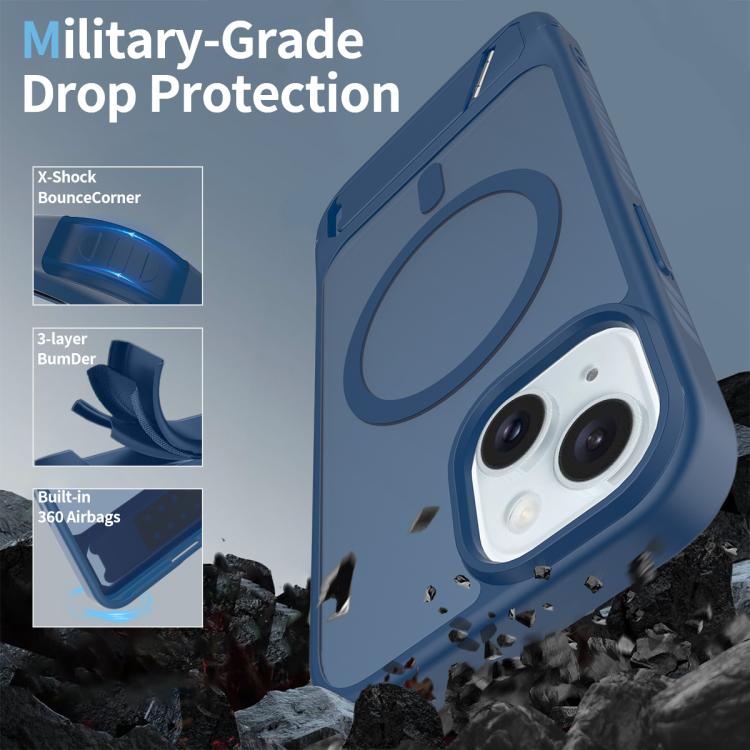 For iPhone 13 Frosted Holder PC Hybrid TPU MagSafe Phone Case