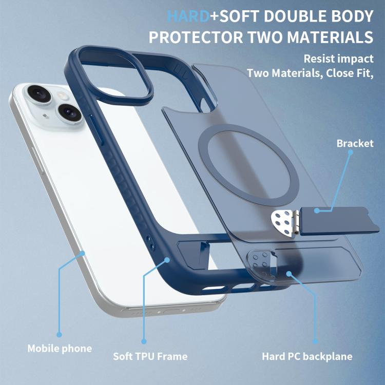 For iPhone 13 Frosted Holder PC Hybrid TPU MagSafe Phone Case