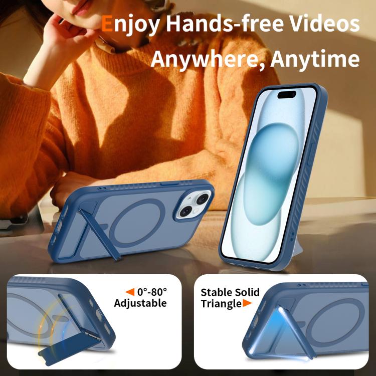 For iPhone 13 Frosted Holder PC Hybrid TPU MagSafe Phone Case