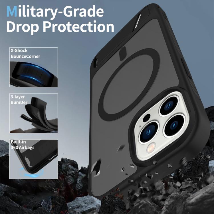 For iPhone 12 Pro Frosted Holder PC Hybrid TPU MagSafe Phone Case