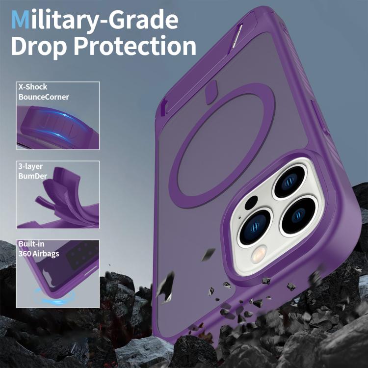 For iPhone 12 Pro Frosted Holder PC Hybrid TPU MagSafe Phone Case