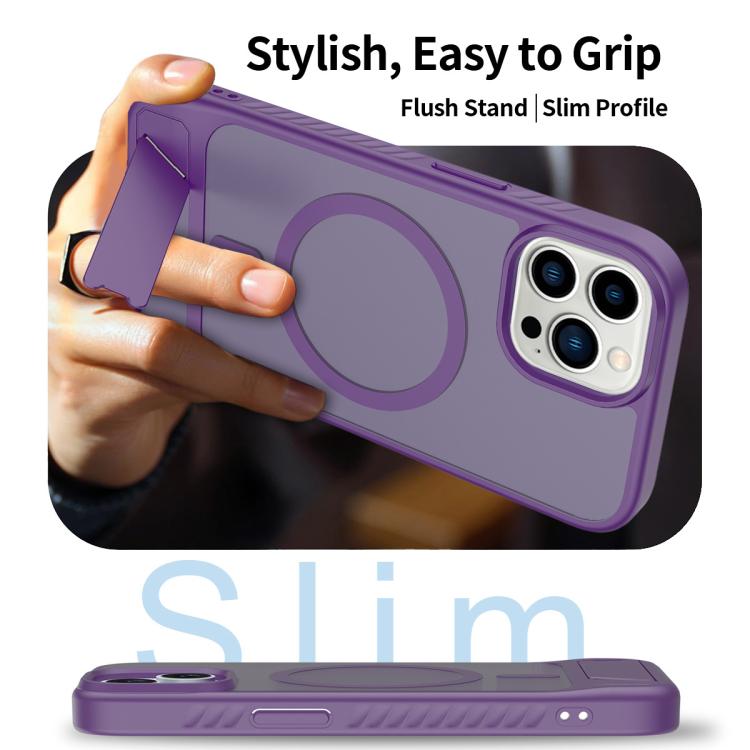 For iPhone 12 Pro Frosted Holder PC Hybrid TPU MagSafe Phone Case
