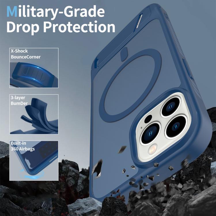 For iPhone 12 Pro Frosted Holder PC Hybrid TPU MagSafe Phone Case