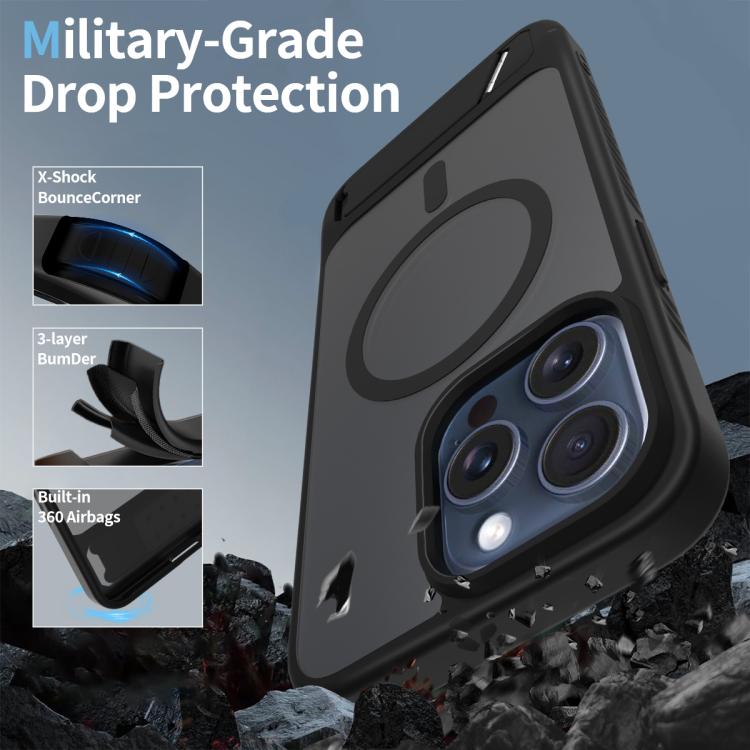 For iPhone 12 Pro Max Frosted Holder PC Hybrid TPU MagSafe Phone Case