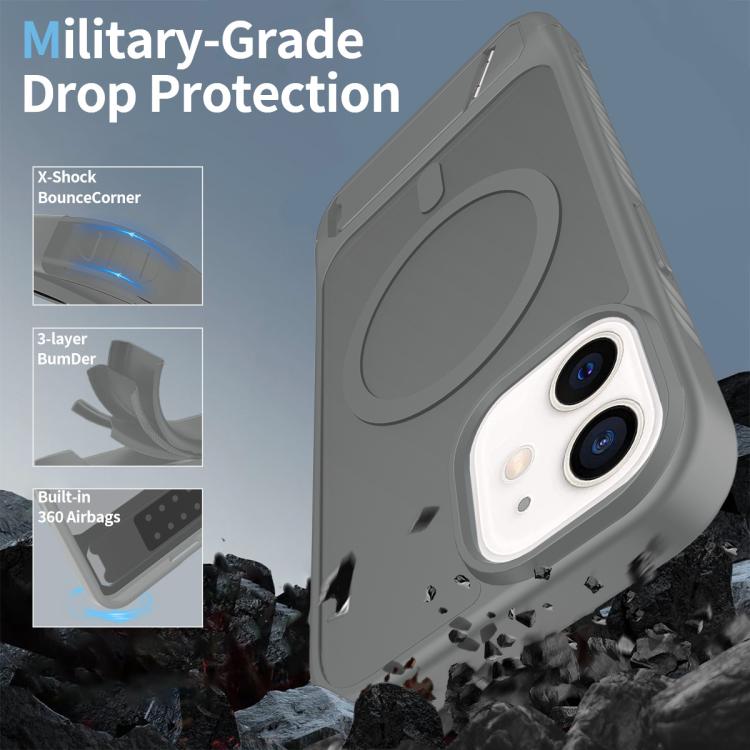 For iPhone 12 Frosted Holder PC Hybrid TPU MagSafe Phone Case