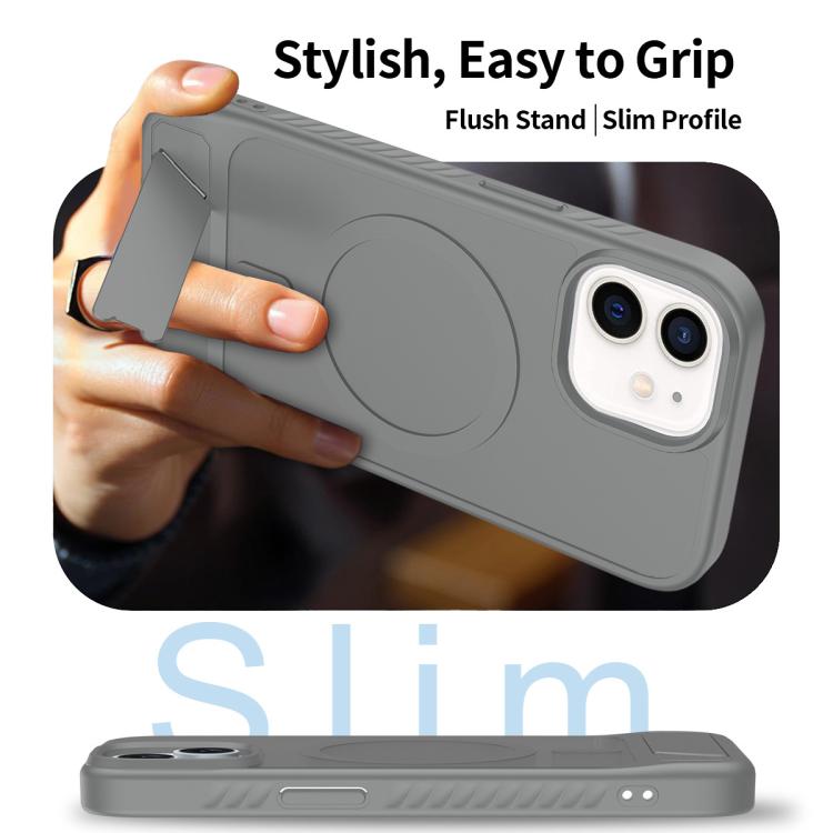 For iPhone 12 Frosted Holder PC Hybrid TPU MagSafe Phone Case