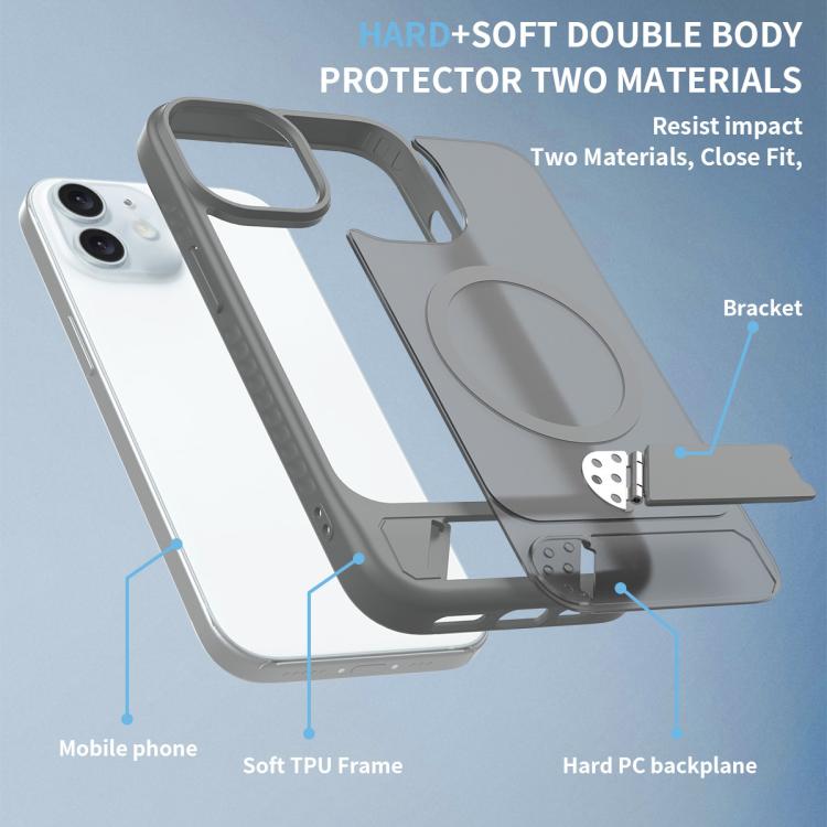 For iPhone 12 Frosted Holder PC Hybrid TPU MagSafe Phone Case
