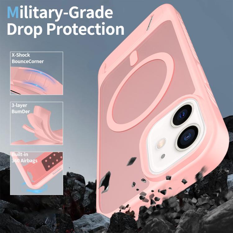 For iPhone 12 Frosted Holder PC Hybrid TPU MagSafe Phone Case