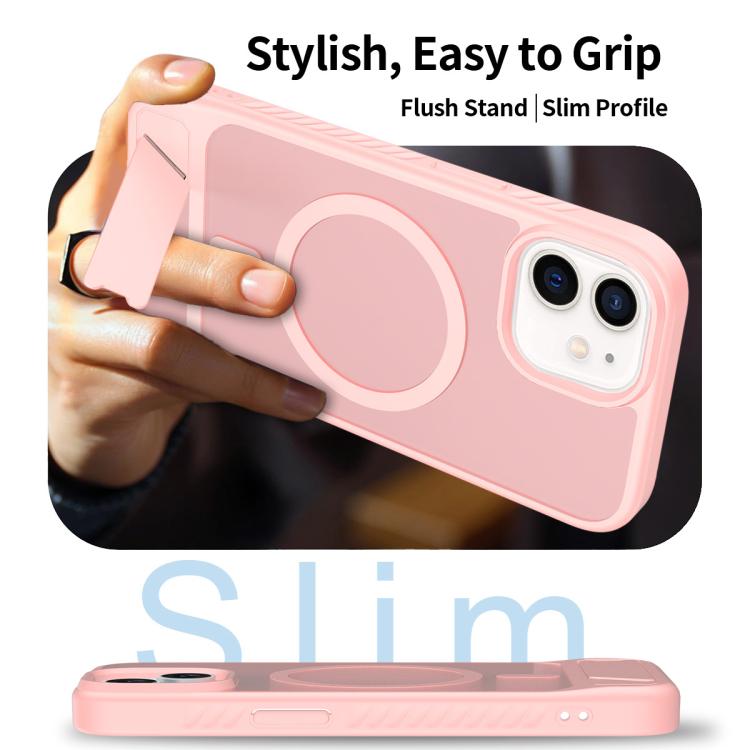 For iPhone 12 Frosted Holder PC Hybrid TPU MagSafe Phone Case