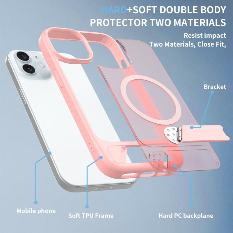 For iPhone 12 Frosted Holder PC Hybrid TPU MagSafe Phone Case