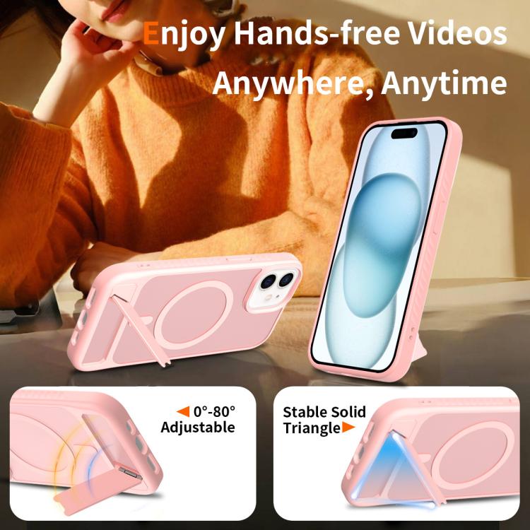 For iPhone 12 Frosted Holder PC Hybrid TPU MagSafe Phone Case