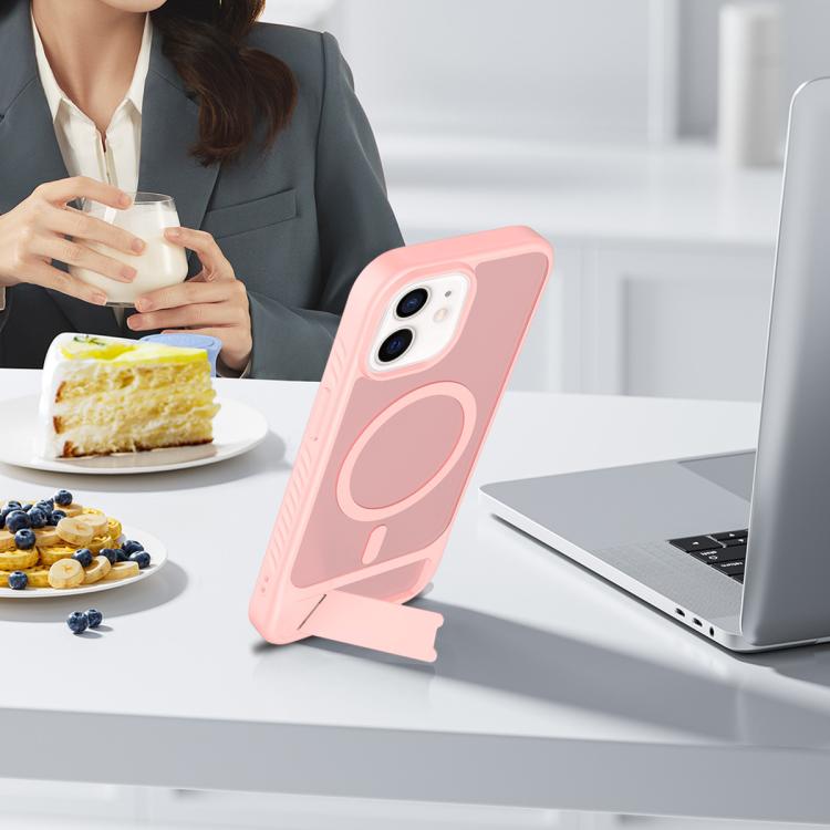 For iPhone 12 Frosted Holder PC Hybrid TPU MagSafe Phone Case