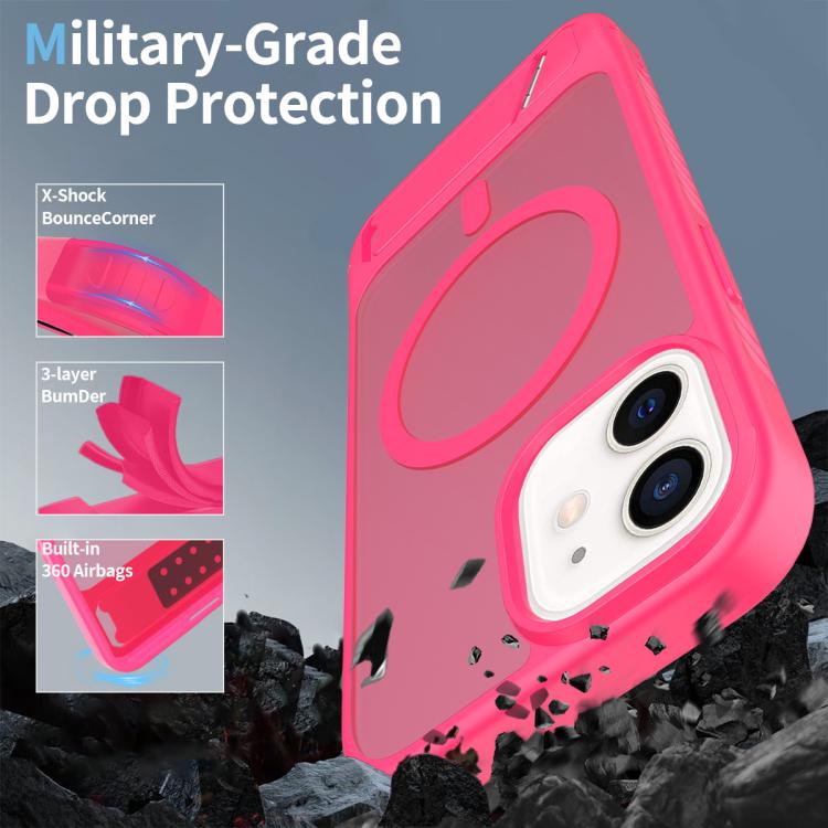 For iPhone 12 Frosted Holder PC Hybrid TPU MagSafe Phone Case