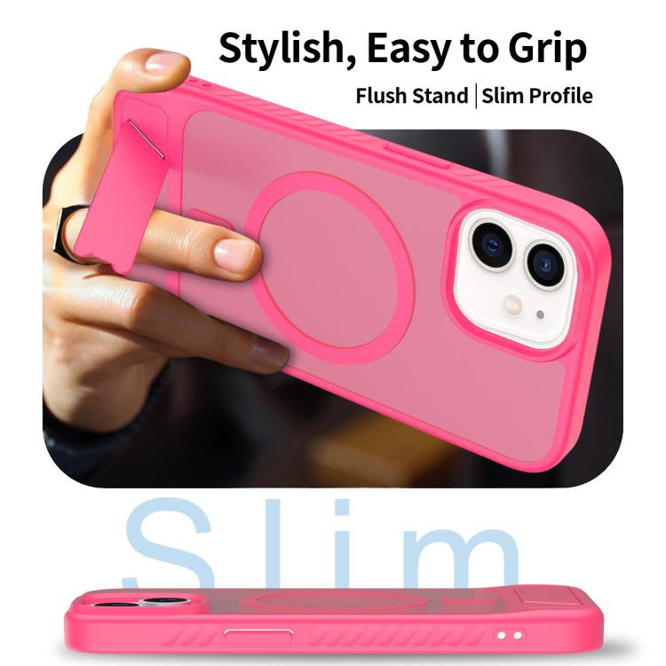For iPhone 12 Frosted Holder PC Hybrid TPU MagSafe Phone Case