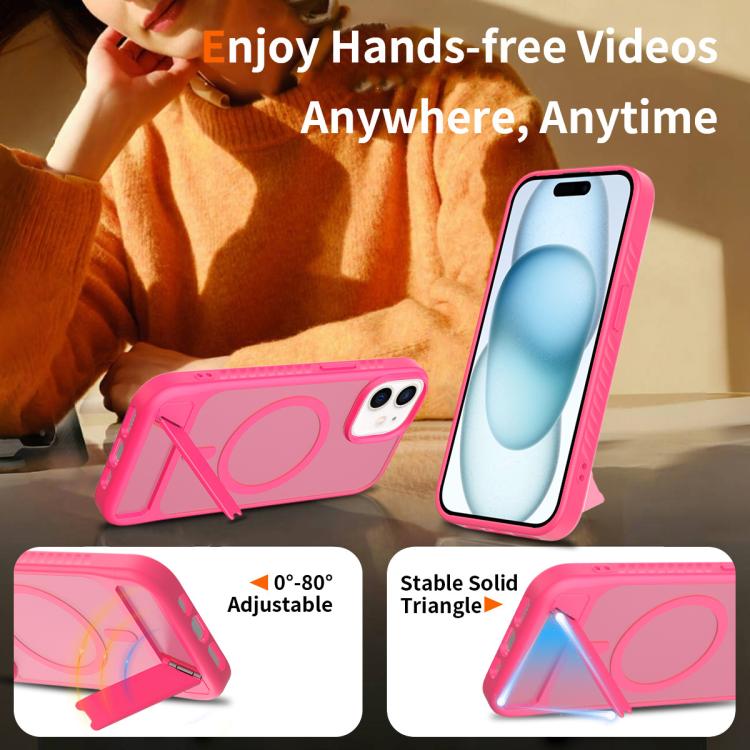 For iPhone 12 Frosted Holder PC Hybrid TPU MagSafe Phone Case