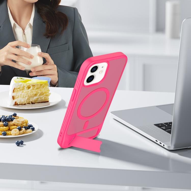 For iPhone 12 Frosted Holder PC Hybrid TPU MagSafe Phone Case