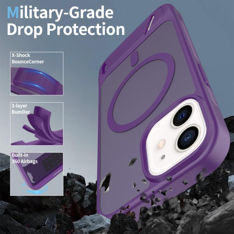 For iPhone 12 Frosted Holder PC Hybrid TPU MagSafe Phone Case