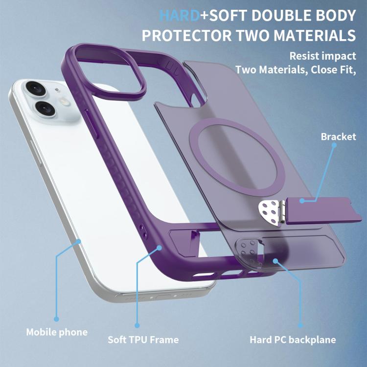 For iPhone 12 Frosted Holder PC Hybrid TPU MagSafe Phone Case