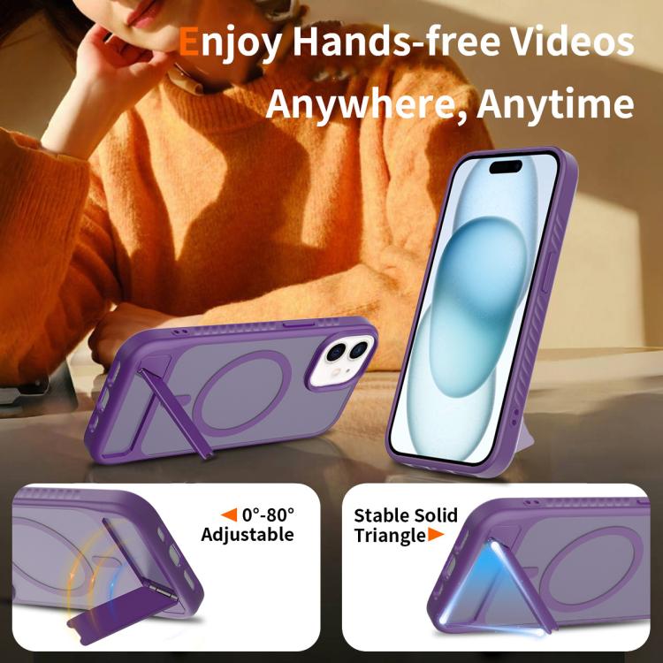 For iPhone 12 Frosted Holder PC Hybrid TPU MagSafe Phone Case