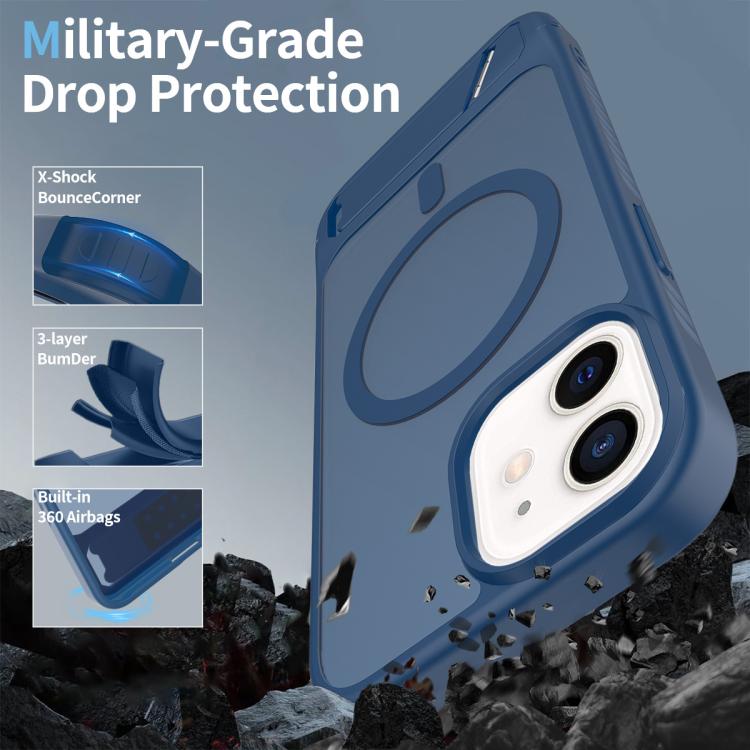 For iPhone 12 Frosted Holder PC Hybrid TPU MagSafe Phone Case