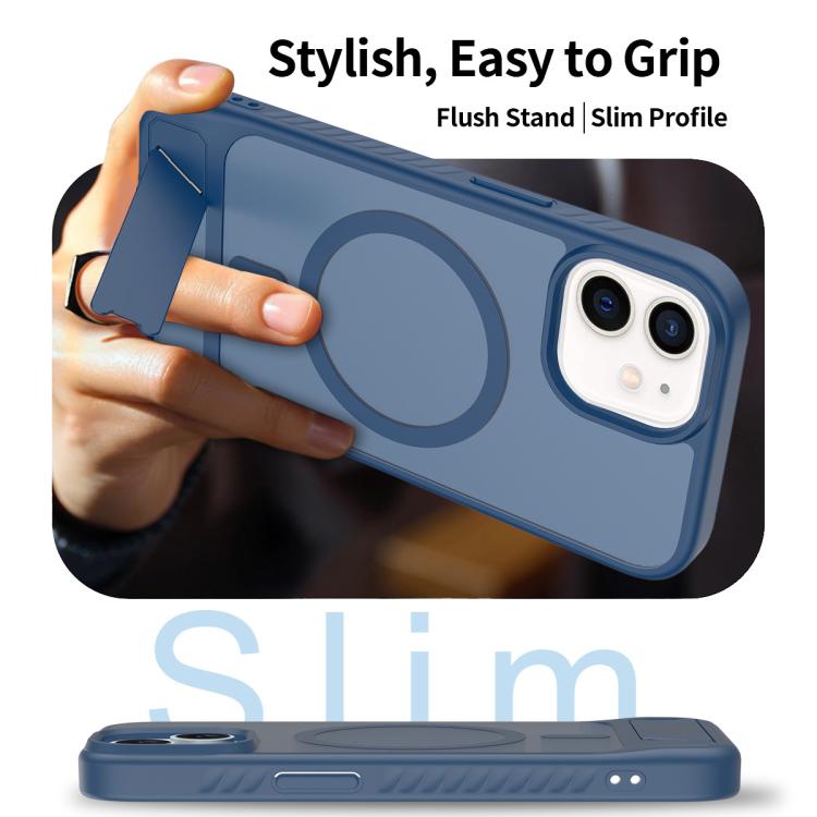 For iPhone 12 Frosted Holder PC Hybrid TPU MagSafe Phone Case