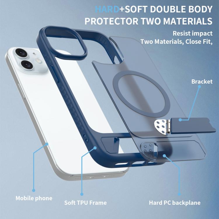 For iPhone 12 Frosted Holder PC Hybrid TPU MagSafe Phone Case