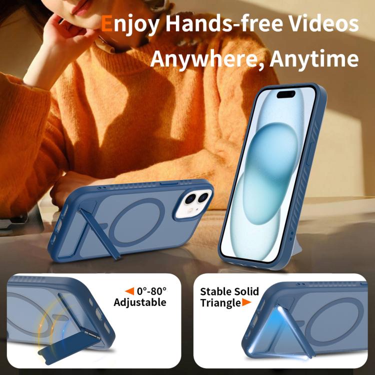 For iPhone 12 Frosted Holder PC Hybrid TPU MagSafe Phone Case