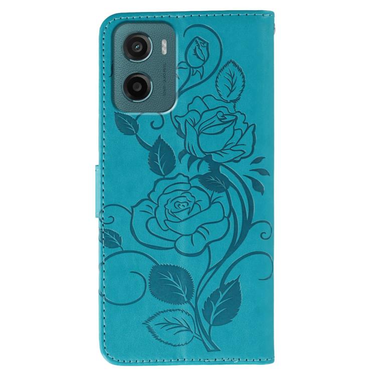 For Motorola Moto G05 / E15 Rose Butterfly Embossed Leather Phone Case
