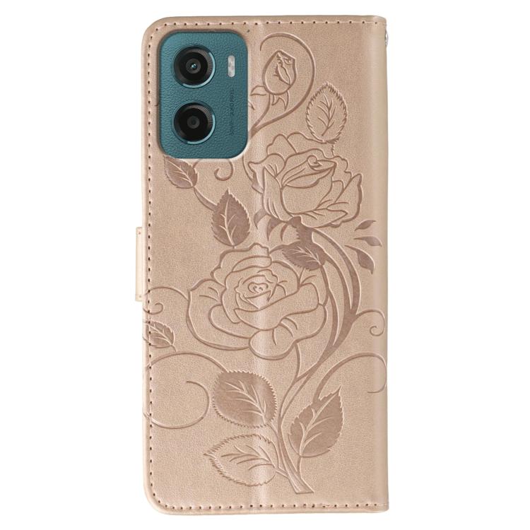 For Motorola Moto G05 / E15 Rose Butterfly Embossed Leather Phone Case