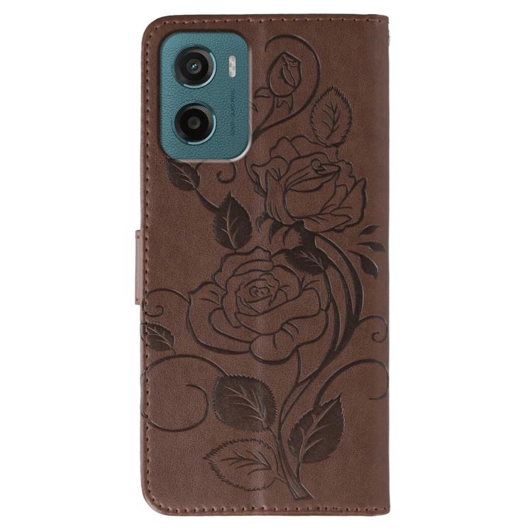 For Motorola Moto G05 / E15 Rose Butterfly Embossed Leather Phone Case