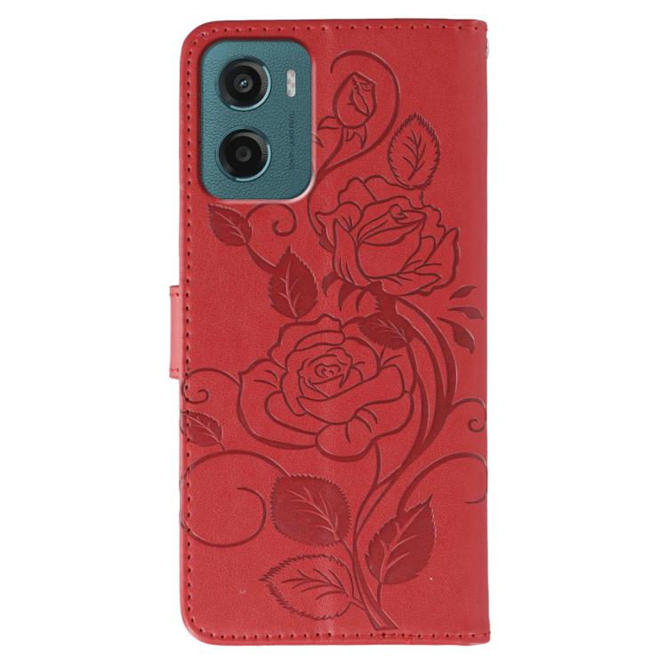 For Motorola Moto G05 / E15 Rose Butterfly Embossed Leather Phone Case