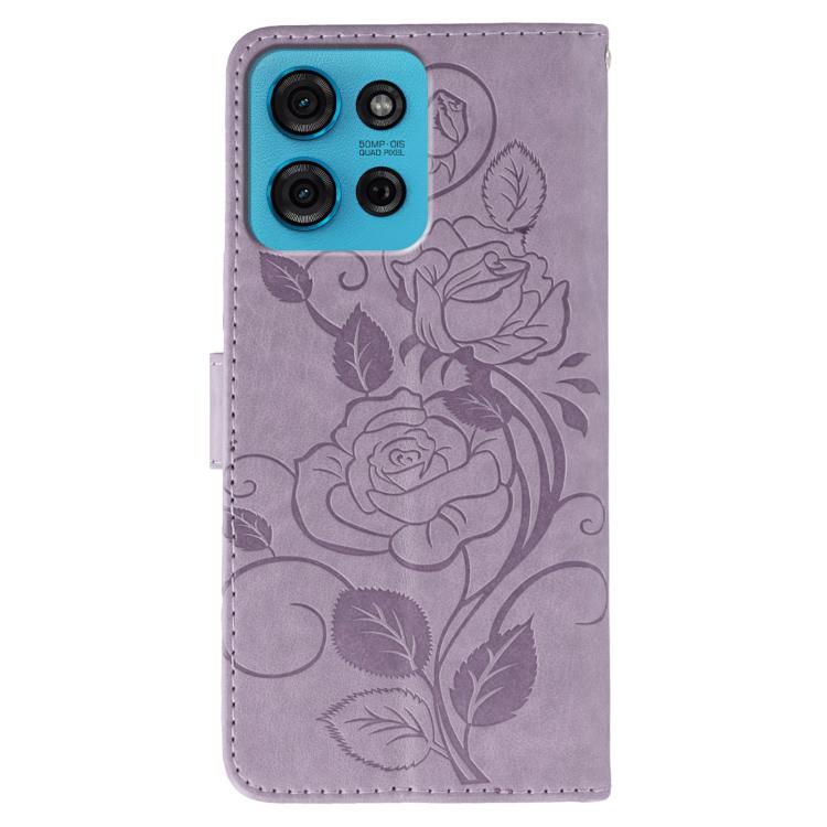 For Motorola Moto G75 5G Rose Butterfly Embossed Leather Phone Case