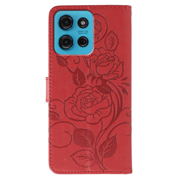 For Motorola Moto G75 5G Rose Butterfly Embossed Leather Phone Case