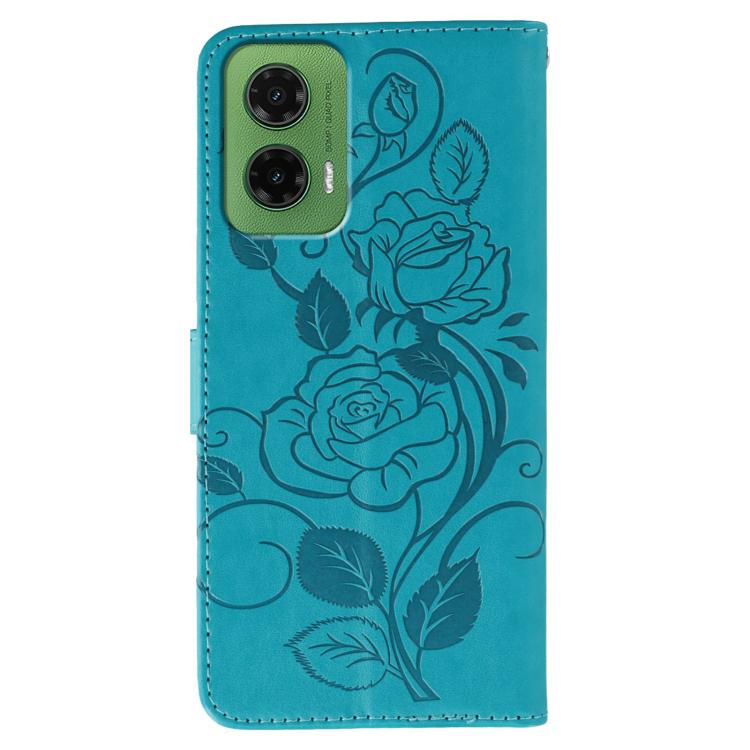 For Motorola Moto G35 Rose Butterfly Embossed Leather Phone Case