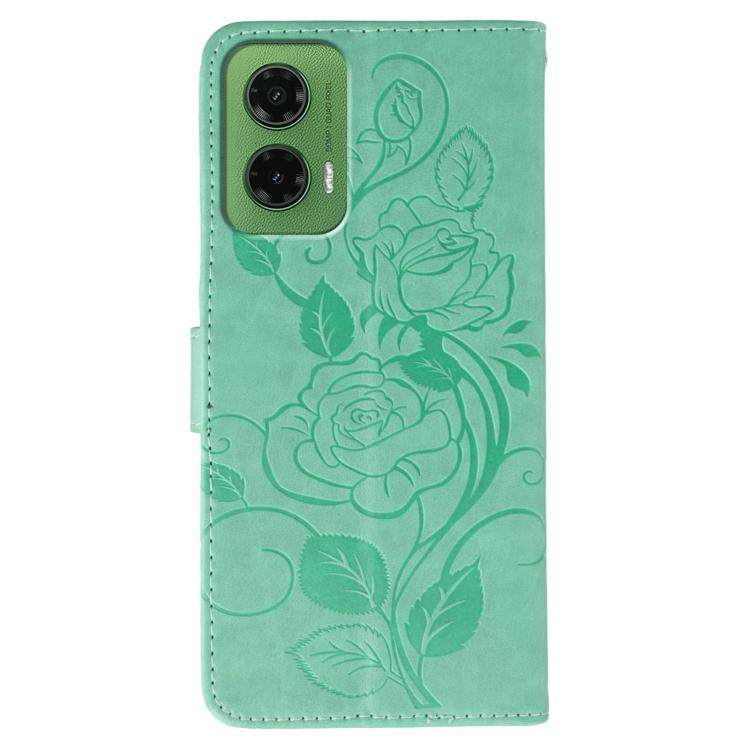 For Motorola Moto G35 Rose Butterfly Embossed Leather Phone Case