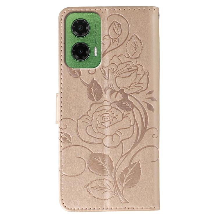For Motorola Moto G35 Rose Butterfly Embossed Leather Phone Case