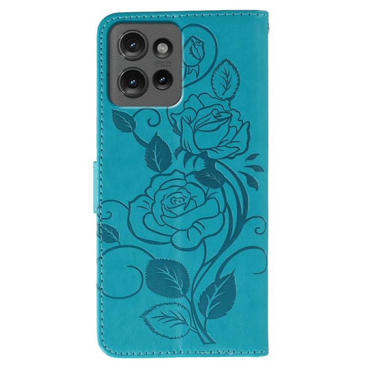 For Motorola Edge 50 Rose Butterfly Embossed Leather Phone Case