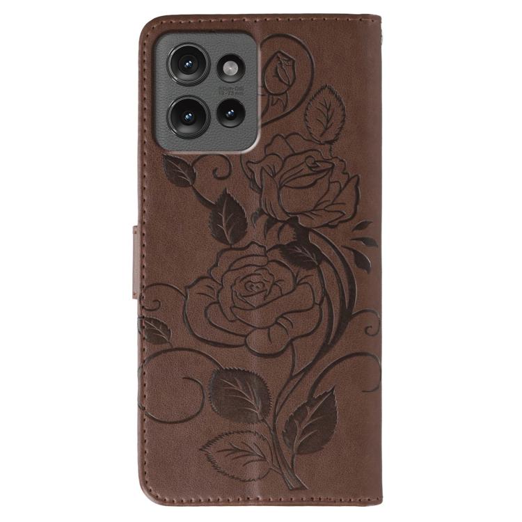 For Motorola Edge 50 Rose Butterfly Embossed Leather Phone Case