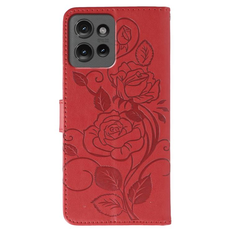 For Motorola Edge 50 Rose Butterfly Embossed Leather Phone Case
