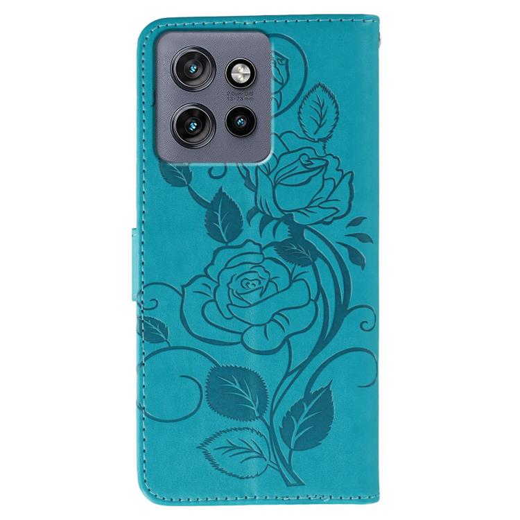 For Motorola Edge 50 Neo Rose Butterfly Embossed Leather Phone Case