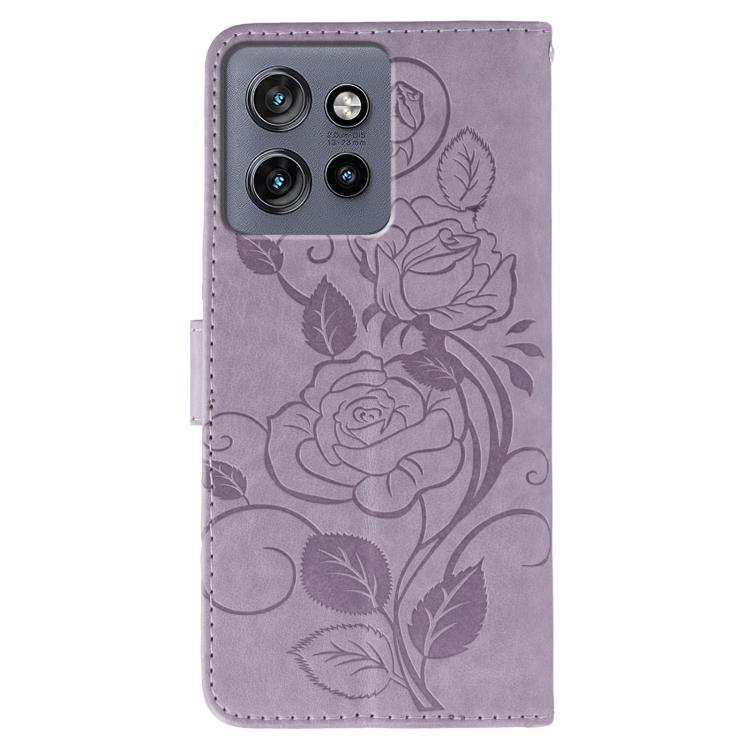 For Motorola Edge 50 Neo Rose Butterfly Embossed Leather Phone Case