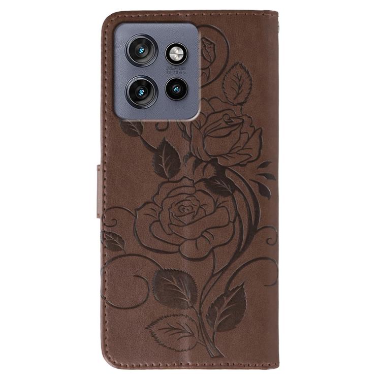 For Motorola Edge 50 Neo Rose Butterfly Embossed Leather Phone Case