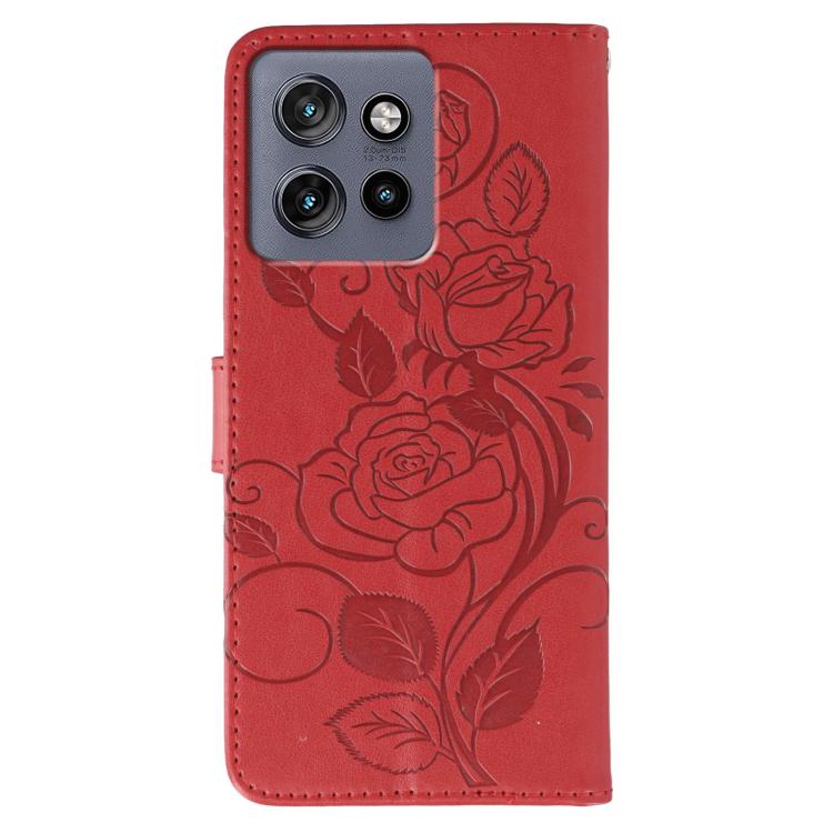For Motorola Edge 50 Neo Rose Butterfly Embossed Leather Phone Case
