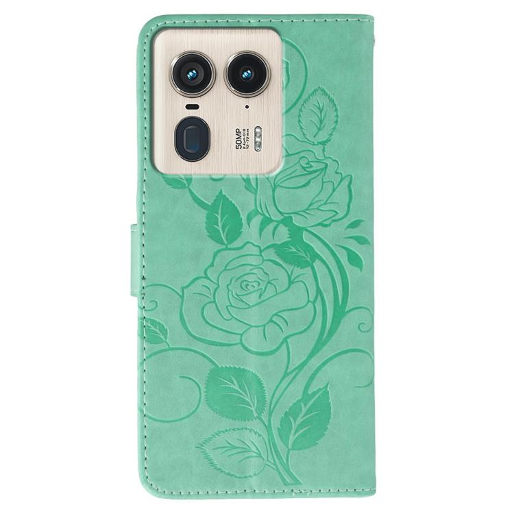 For Motorola Edge 50 Ultra Rose Butterfly Embossed Leather Phone Case