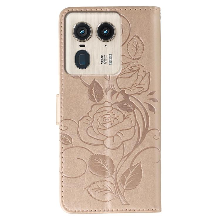 For Motorola Edge 50 Ultra Rose Butterfly Embossed Leather Phone Case