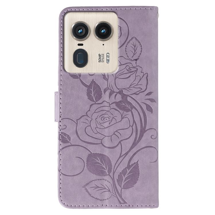For Motorola Edge 50 Ultra Rose Butterfly Embossed Leather Phone Case