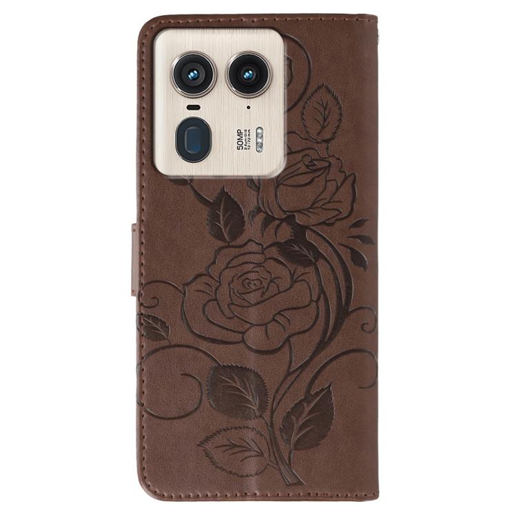 For Motorola Edge 50 Ultra Rose Butterfly Embossed Leather Phone Case